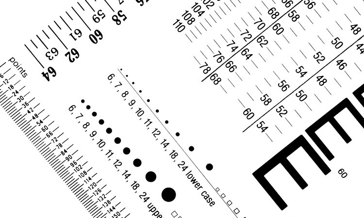 Richtige Grössen der Schriften und Striche