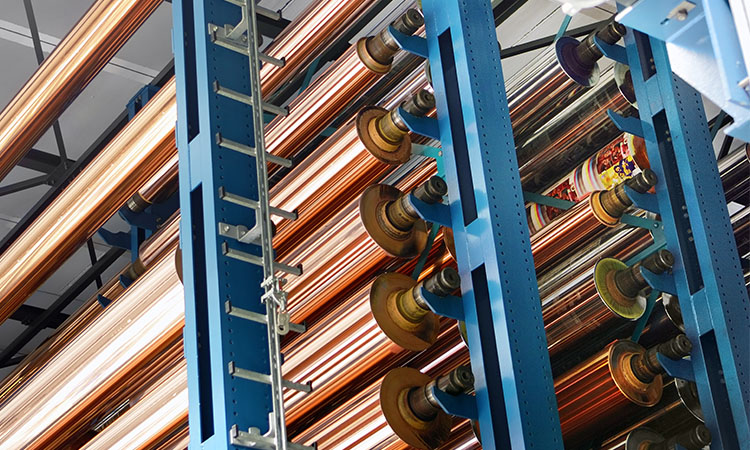 Rollen der Rotationsmaschine für den Tiefdruck.