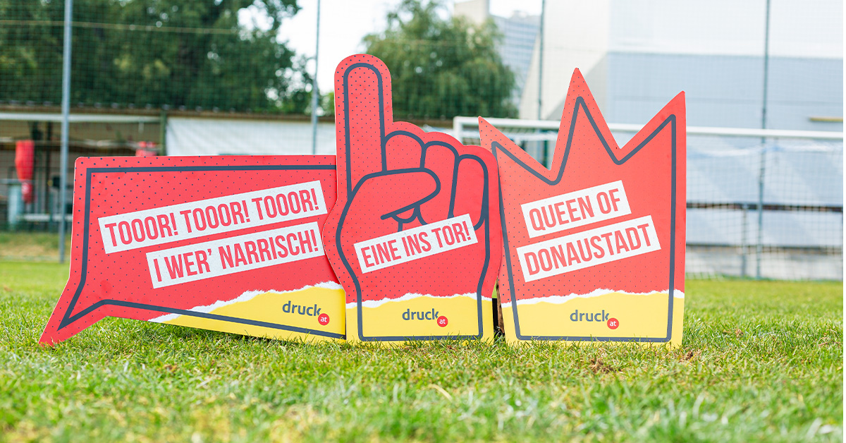 Anfeuerungsschilder von druck.at im gemeinsamen Design. Anfeuerungsschilder von druck.at im gemeinsamen Design.